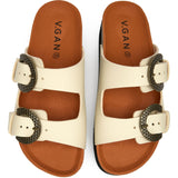 Immaculate Vegan - V.GAN Plum Women's Vegan Footbed Reptile Sandals | Cream