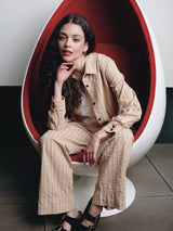 Immaculate Vegan - KOMODO Lion Women's Organic Linen Cotton Trousers | Oat Stripe