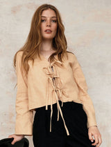 Immaculate Vegan - KOMODO SAVANNAH - Organic Linen Cotton Tie Top - Sand