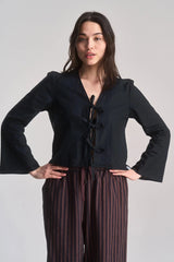 Immaculate Vegan - KOMODO Savannah Women's Organic Linen Cotton Tie Top | Black