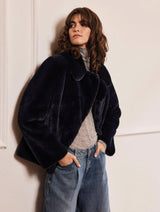 Immaculate Vegan - Issy London Philippa Peacoat Vegan Faux Suede & Shearling Midnight