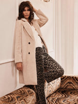 Immaculate Vegan - Issy London Rosie Statement Coat Vegan Faux Suede & Shearling Neutral Cream