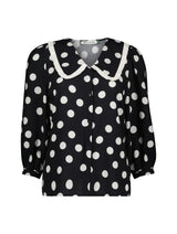Immaculate Vegan - Baukjen Sosha LENZING™ ECOVERO™ Printed Collar Detail Blouse | Black Polka Dot Black Polka Dot Print / UK6 / EU34 / US2