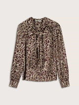 Immaculate Vegan - Baukjen Ischia Printed Bow Neck Blouse | Plum Leopard