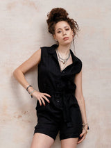 Immaculate Vegan - KOMODO SIENNA - Organic Linen Cotton Playsuit - Black