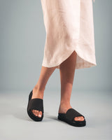 Immaculate Vegan - NAE Vegan Shoes Okina Unisex Vegan Microfibre Wide Strap Platform Sandals | Black