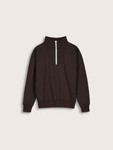 Immaculate Vegan - Baukjen Maddox Organic Cotton Half Zip Sweatshirt | Dark Chocolate