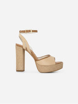 Immaculate Vegan - AGAZI Hola! Vegan Mushroom Leather & Jute Wedge Sandals | Beige