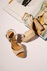 Immaculate Vegan - AGAZI Hola! Vegan Mushroom Leather & Jute Wedge Sandals | Beige