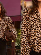 Immaculate Vegan - Baukjen Sabrina Printed Blouse | Cognac Leopard