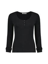 Immaculate Vegan - Baukjen Jamie TENCEL™ Henley Top | Caviar Black Caviar Black / UK6 / EU34 / US2