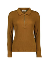 Immaculate Vegan - Baukjen Organic Cotton Zip Collar Top | Camel Camel / UK6 / EU34 / US2