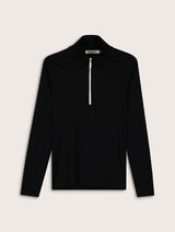 Immaculate Vegan - Baukjen Clayton Organic Cotton Zip Turtleneck Top | Caviar Black