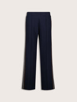 Immaculate Vegan - Baukjen Marjorie Side Stripe Ponte Trousers | Navy & Dark Chocolate