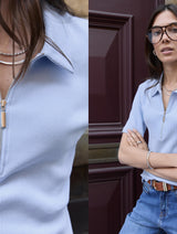 Immaculate Vegan - Baukjen Ivy Organic Rib Zip Collar Top