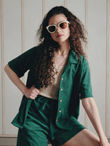 Immaculate Vegan - KOMODO Ocean Women's Organic Cotton Terry Towelling Shirt | Jungle Green