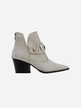 Immaculate Vegan - Prologue Shoes Kenda Silver Glitter Buckle Block Heel Boot (Women)