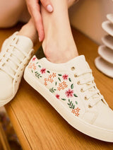 Immaculate Vegan - Minuit sur Terre Virevolte Recycled Grain Leather Embroidered Vegan Sneakers | Primrose