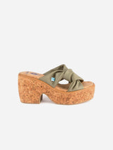 Immaculate Vegan - Lazuli My Wedge Twist Peel Chestnut Vegan Wedge Sandals | Olive