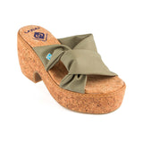 Immaculate Vegan - Lazuli My Wedge Twist Peel Chestnut Vegan Wedge Sandals | Olive