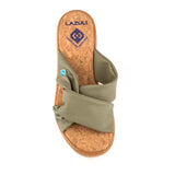 Immaculate Vegan - Lazuli My Wedge Twist Peel Chestnut Vegan Wedge Sandals | Olive