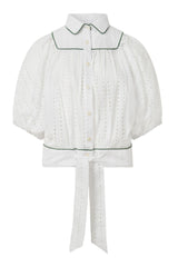 Immaculate Vegan - KOMODO MAGIC - Organic Cotton Broderie Anglaise Blouse - White