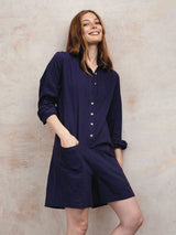 Immaculate Vegan - KOMODO TIFF - Organic Cotton Cheesecloth Playsuit - Navy