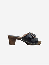Immaculate Vegan - AGAZI Grape Leather Vegan Wooden Clogs | Black UK3 / EU36 / US5
