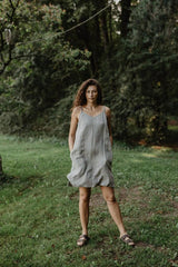 Immaculate Vegan - AmourLinen Zoe Linen Slip Dress | Multiple Colours Striped / L