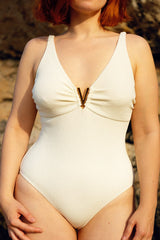 Immaculate Vegan - AQVA Swimwear Aiguablava Recycled Polyamide One-piece Swimsuit | Nude