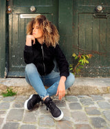 Immaculate Vegan - ASHOKA Paris Blouson femme Vickie noir - suédine doublée de fausse fourrure