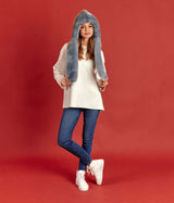 Immaculate Vegan - ASHOKA Paris Écharpe à capuche Suzon en fourrure vegan bleu ciel Unique