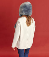 Immaculate Vegan - ASHOKA Paris Écharpe à capuche Suzon en fourrure vegan bleu ciel Unique