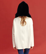 Immaculate Vegan - ASHOKA Paris Écharpe à capuche Suzon en fourrure vegan bleu nuit Unique