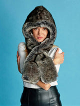 Immaculate Vegan - ASHOKA Paris Écharpe à capuche Suzon en fourrure vegan renard argenté Unique