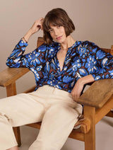 Immaculate Vegan - Baukjen Gloria Recycled Blouse 6 (UK Size 6) / Blue Floral Saraca