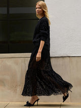 Immaculate Vegan - Baukjen Alice Recycled Lace Midi Skirt | Caviar Black