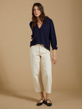 Immaculate Vegan - Baukjen Annie LENZING™ ECOVERO™ Ruffle Collar Blouse | Classic Navy