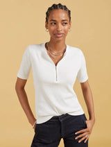 Immaculate Vegan - Baukjen Baukjen Essentials Ribbed Organic Cotton Zip Top | Pure White