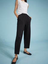 Immaculate Vegan - Baukjen Billie Ponte LENZING™ ECOVERO™ Carrot Leg Trousers | Caviar Black