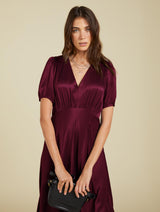 Immaculate Vegan - Baukjen Cathy Satin V-Neck Midi Dress