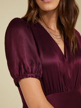 Immaculate Vegan - Baukjen Cathy Satin V-Neck Midi Dress