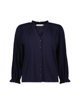 Immaculate Vegan - Baukjen Annie LENZING™ ECOVERO™ Ruffle Collar Blouse | Classic Navy Classic Navy / UK18 / EU46 / US14