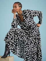 Immaculate Vegan - Baukjen Cornelia LENZING™ ECOVERO™ Maxi Shirt Dress | Black Painted Polka