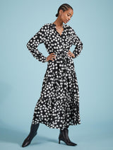 Immaculate Vegan - Baukjen Cornelia LENZING™ ECOVERO™ Maxi Shirt Dress | Black Painted Polka