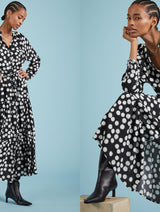 Immaculate Vegan - Baukjen Cornelia LENZING™ ECOVERO™ Maxi Shirt Dress | Black Painted Polka