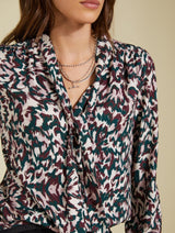 Immaculate Vegan - Baukjen Effie LENZING™ ECOVERO™ Printed Tie Neck Blouse | Beige Animal Print