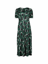 Immaculate Vegan - Baukjen Kaydence Livaeco Printed Midi Tea Dress | Green Shadow Spot Green Shadow Spot / UK6 / EU34 / US2