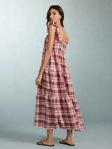 Immaculate Vegan - Baukjen Katie Linen Dress | Burgundy Check