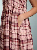 Immaculate Vegan - Baukjen Katie Linen Dress | Burgundy Check